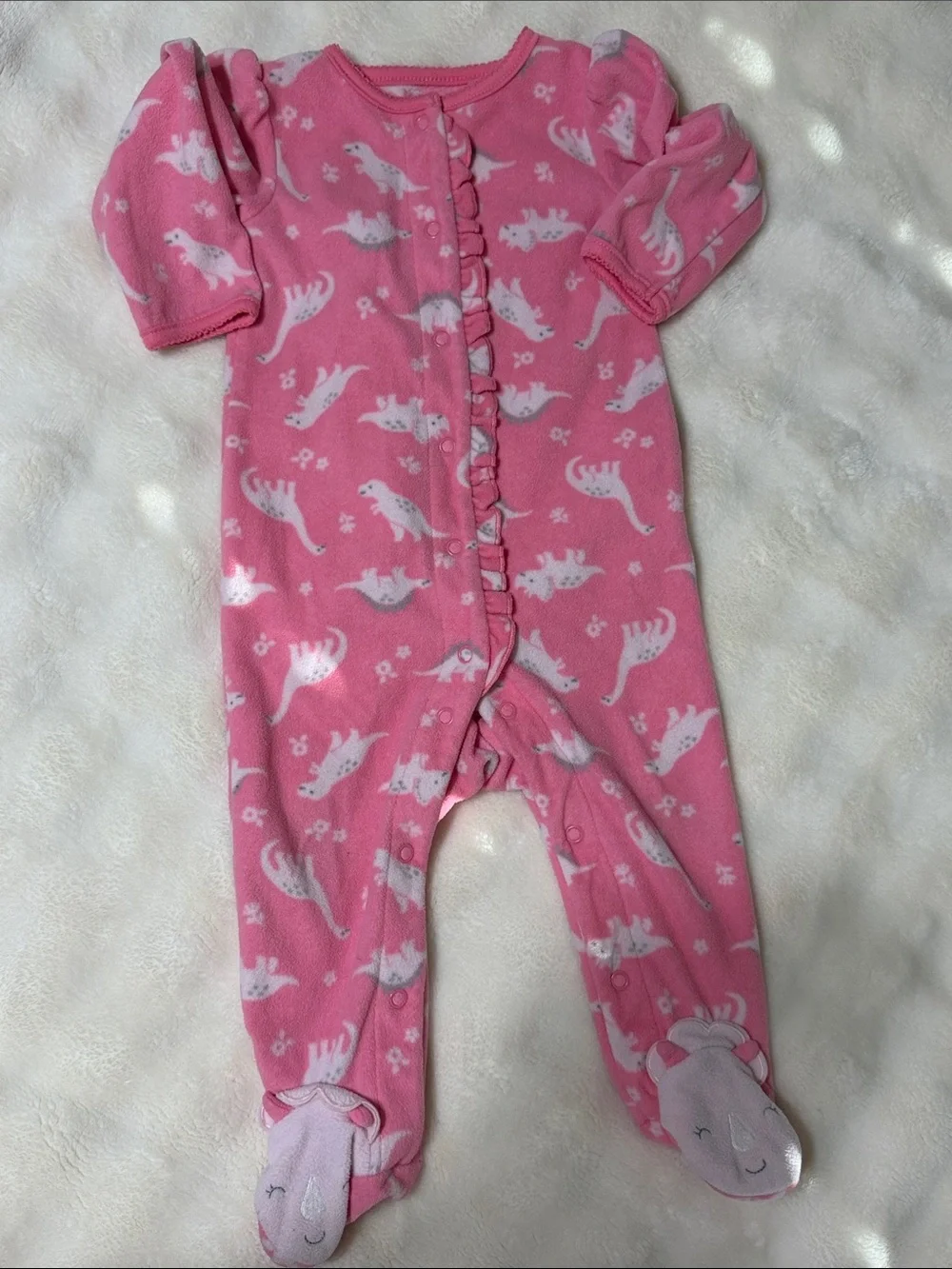 Carter's Pink Dino Footed One-Piece